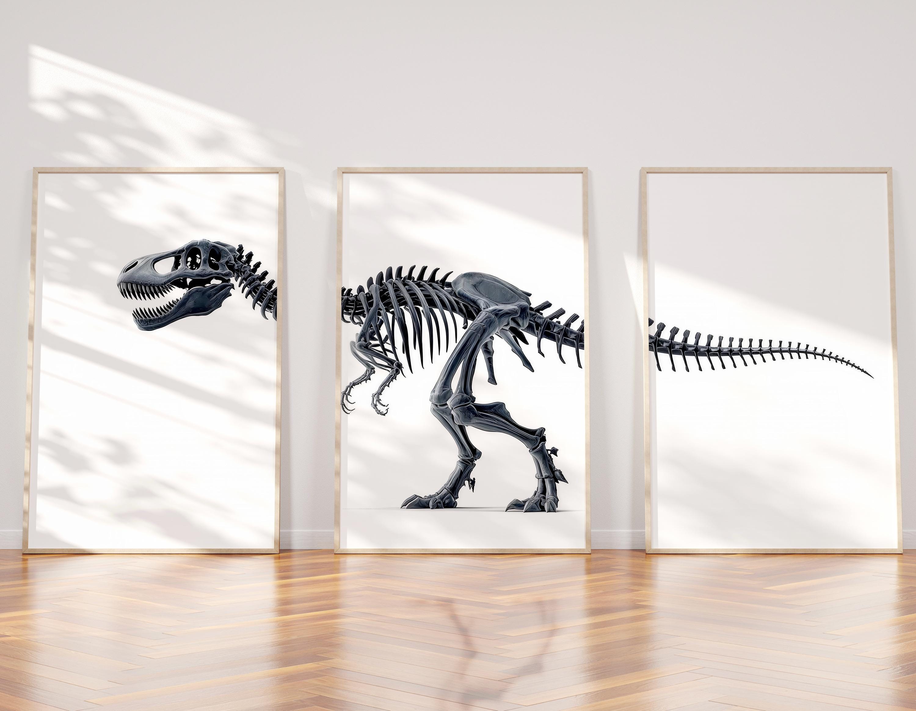T-Rex恐竜の骨格ウォールアート3点セット | ティラノサウルス