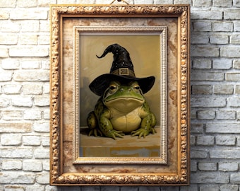 Witch Toad Gothic Print: Spooky Halloween, Dark Academia Decor (Digital Download