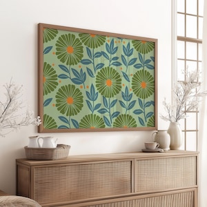 Horizontal Matisse Print, Green Minimalist Abstract Print, Horizontal Print, Boho Wall Art, Botanical Wall Art, Digital Download Matisse