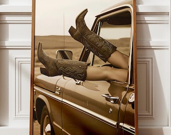 Cowgirl Stiefel Druck, schwarz weiß, Cowboy Like Me Poster, Modefotografie, Western Wand Kunst, Hypebeast Dekor, digitaler Download