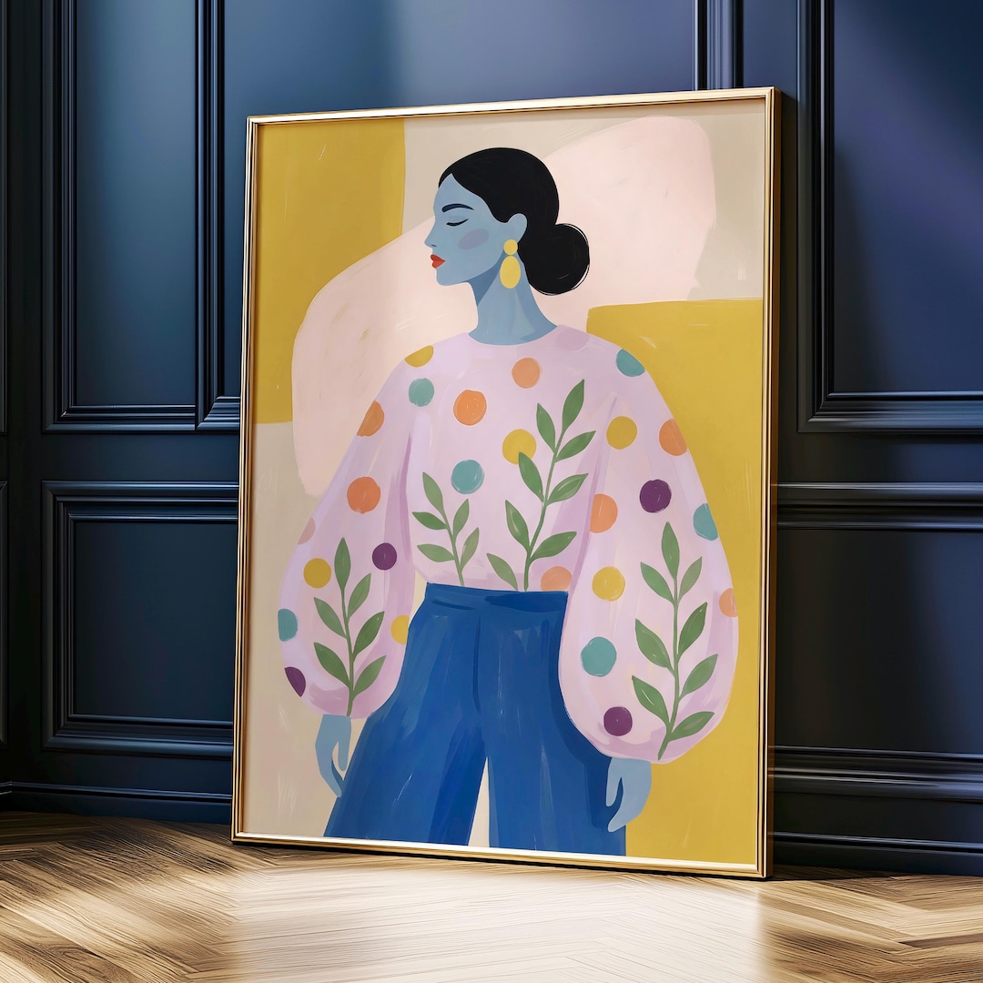 Abstract Woman Art Print | Mid Century Modern Wall Decor, Colorful Boho ...