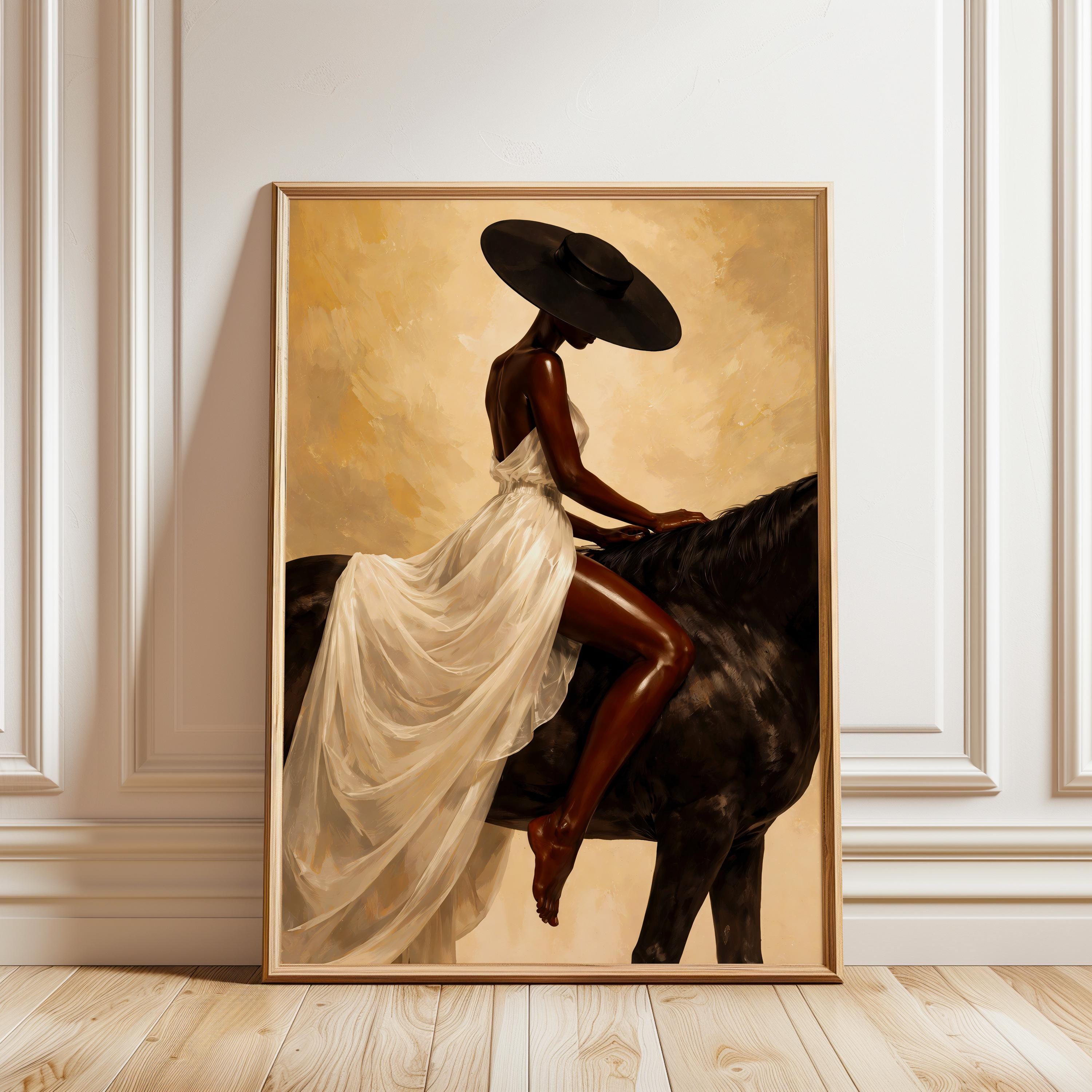 Black Girl Horse Wall Art, Black Woman Art Print, Afrocentric African ...