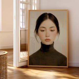 Abstract Female Portrait Painting, Vintage Woman Wall Art, Cottage Core Decor, Fine Art Print, Preppy Wall Art, Modern Oil Painting