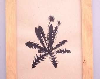 cadre en chêne avec sérigraphie plante (tableau)