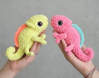 Haakpatroon voor een amigurumi kameleon (PDF), handleiding voor een pluche reptielenkameleon