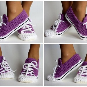 EASY & QUICK Crochet Pattern - "Sport" Sneaker Slippers.
Crochet Your Own Stylish Home Socks!
Make these fun, trainer-style slippers with this quick and easy crochet pattern. The finished slippers look just like your favorite athletic shoes, making them a fantastic gift for sports enthusiasts, teens, and anyone who loves a cozy, unique home sock.
