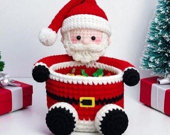 Crochet Santa Basket Pattern: Christmas Candy Bowl (PDF Download)