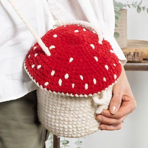 Crochet Mushroom Purse Pattern – Bag of Mushrooms PDF, Cottagecore Crochet Bag, DIY Whimsical Purse