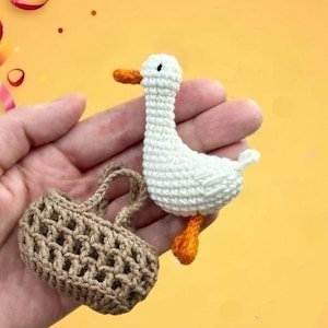 Goose with Basket Crochet Pattern PDF | Amigurumi Goose Plush Toy | Farm Animal Crochet | Instant Download