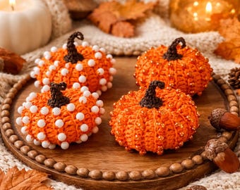 Beaded Crochet Pumpkin Pattern – Textured Fall Decor, Autumn Craft (PDF Download)