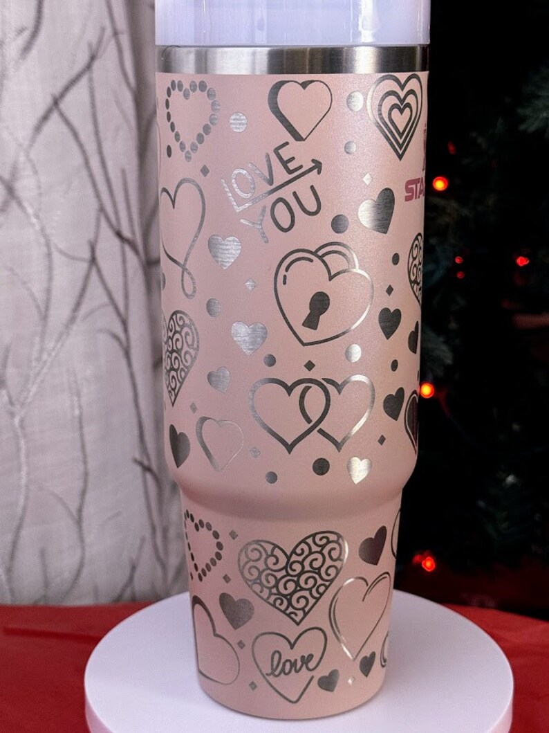 Valentine Stanley Tumbler 30oz Pink Dusk Custom Laser Engraved