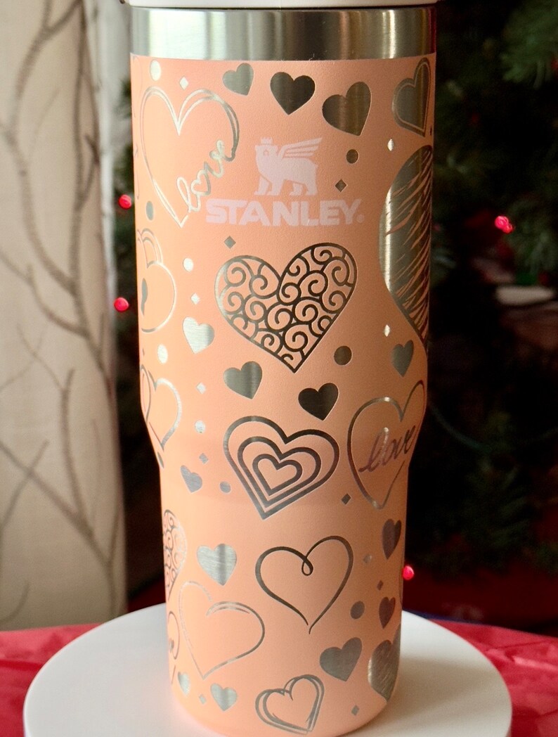 Valentine Stanley Tumbler Melon Flip Straw Custom Laser Engraved