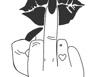 Embroidery file middle finger