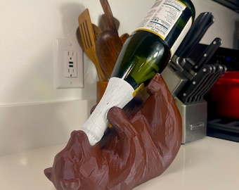 3D Printed Cute Bear Wine Holder | Minimalist Kitchen Decor