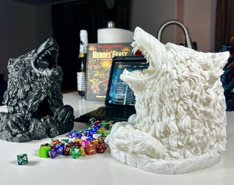 3D Printed Wolf Dice Tower: D&D RPG Gaming Decor