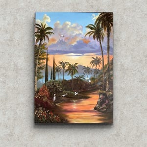 Oil painting on exotic landscape