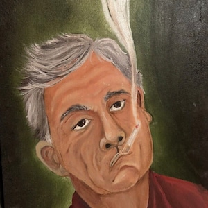 Oil Painting of A Man titled: (Hopeless)