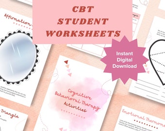 Cognitive Behavior Therapy Student Worksheets (Bundle of 10) | Downloadable Psychologist, Counselor, Therapist, Psychiatrist Resources