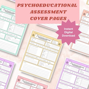 Psychoeducational Assessment Organization Cover Page | School Psychologist Must-Have | Testing Form