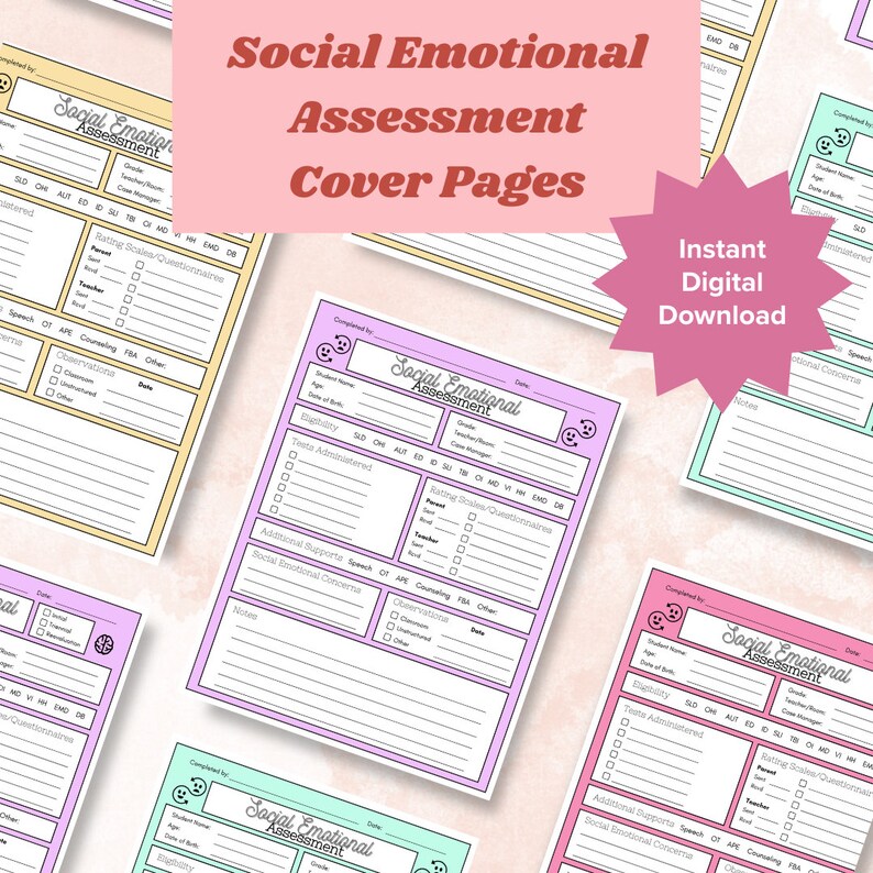 Social Emotional Assessment Organization Cover Page | School ...