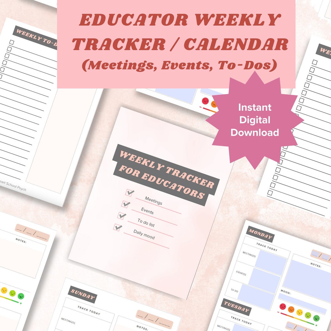 Weekly Educator Tracking System / Calendar | School Psychologist ...