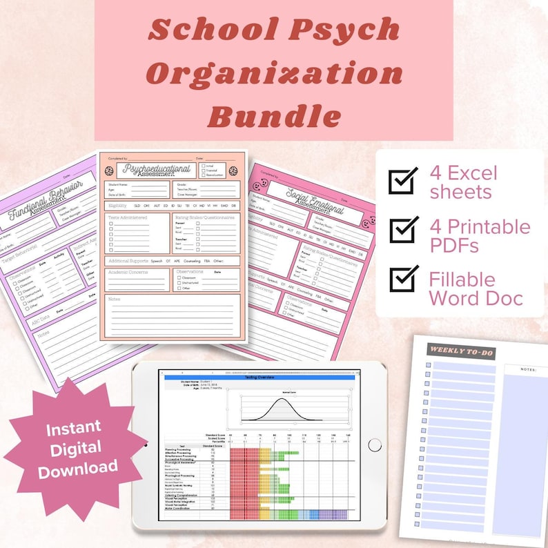 School Psychologist Organization Bundle | Assessment, Evaluation ...