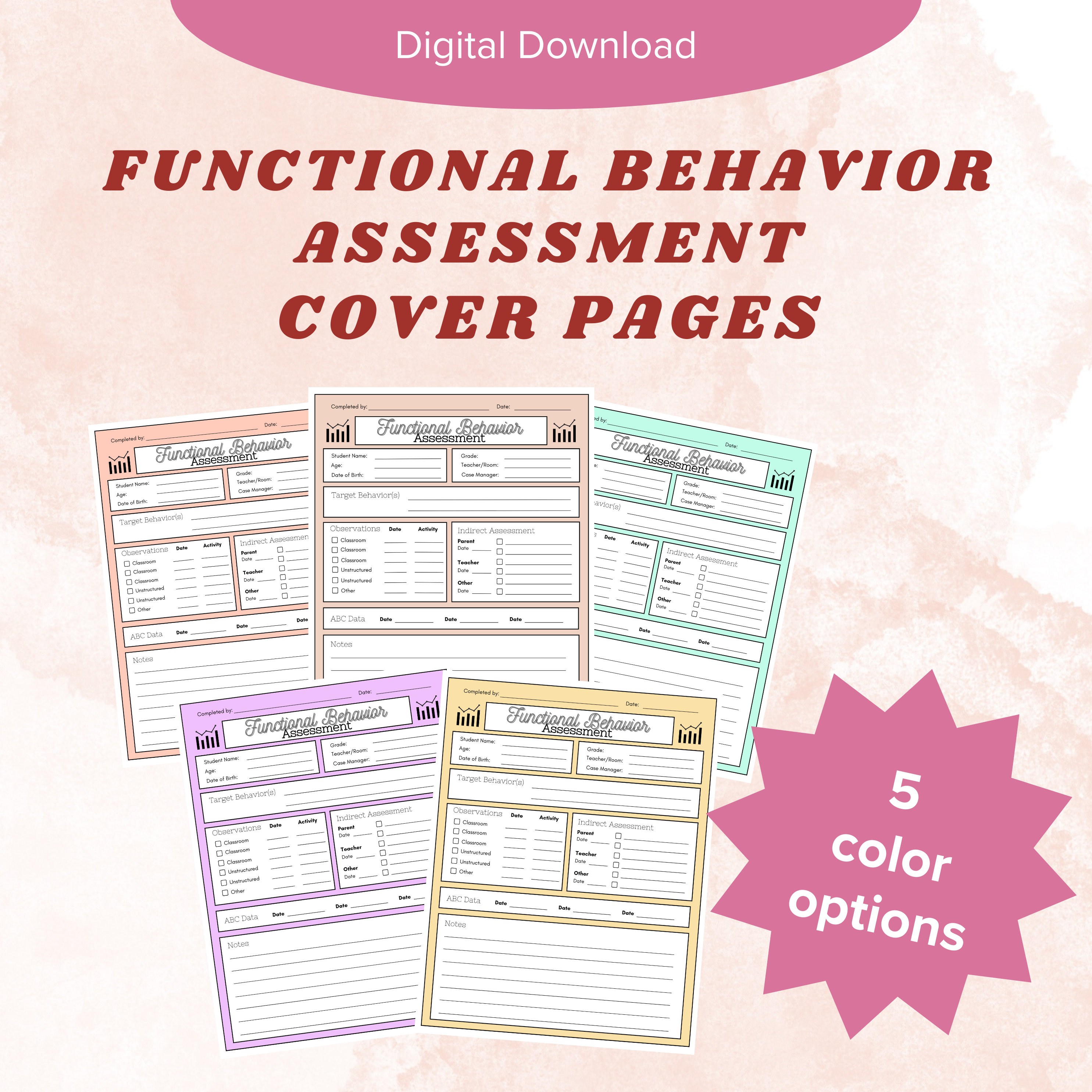 Functional Behavior Assessment Organization Cover Page | School ...