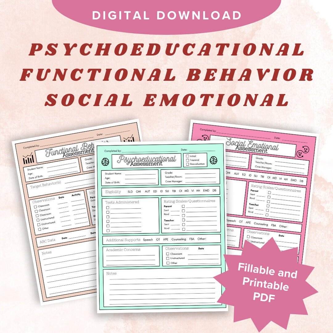 Assessment Organization Cover Page Bundle (psychoeducational, Social ...