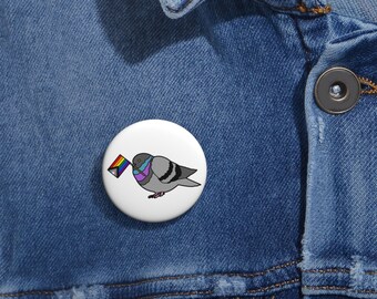 Pigeon Bird Pride Flag Inclusive Pin Button, LGBTQ+ accessory, Clothing Decor, Bag Decor