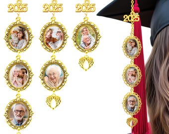 Personalized Graduation Tassel Charm: Photo Keepsake with Angel Wings