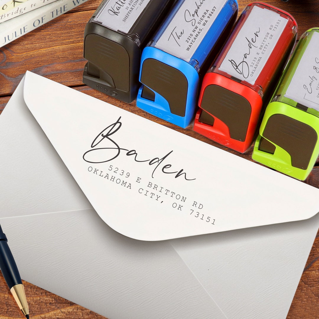Custom Rubber Address Stamp Selfinking Personalized Return Etsy