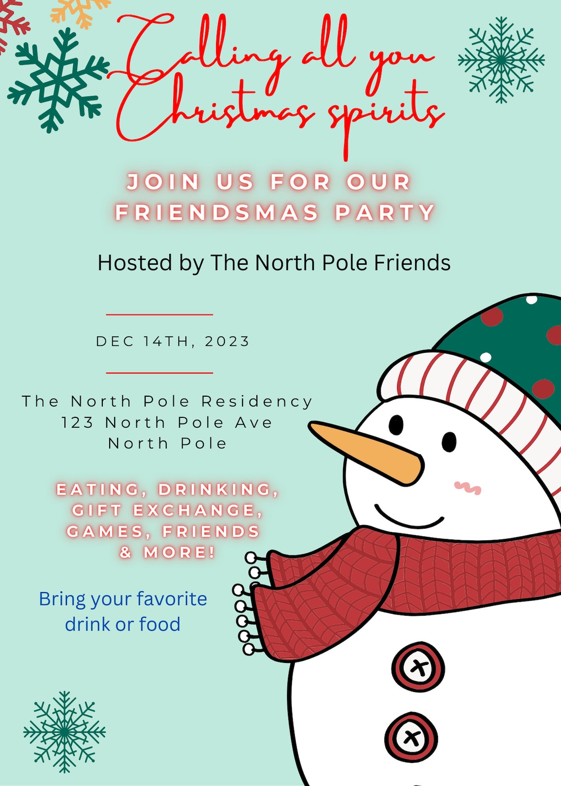 Friendsmas Funny Invitation Template, Editable Digital Christmas Invite Friendsmas Funny Invitation Template, Editable Digital Christmas Invite