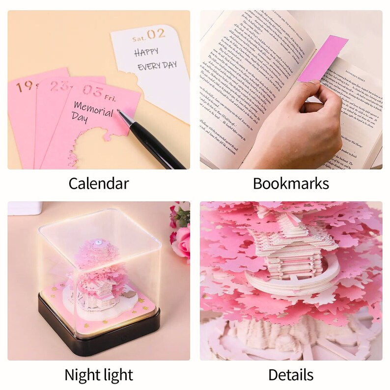Omoshiroi Block 2024 Calendar 3D Sakura Tree House Memo Pad Etsy