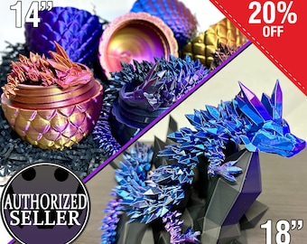 Dragon-Crystal Dragon-3d printed Dragon-Articulated Dragon-3D Printed Sensory Stress Fidget-Articulated Crystal Dragon-Fidget-dragon egg