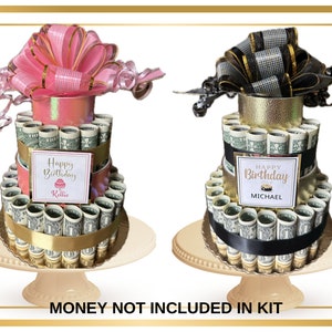 Geldtorte Kits (Weihnachten, Chanukka, Geburtstag, bestanden, Jubiläum) DIY einfach zu montieren, personalisiert, einzigartiges Geschenk, personalisieren mit Namen