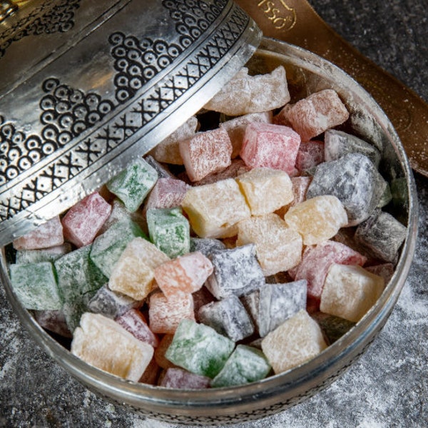 Turkish Delight, Mixed Fruit Flavored Delight, Gourmet Sweets, Turkish Desserts, Turkish Confectionery, Gift Box Candy,Fresh Turkish Delight