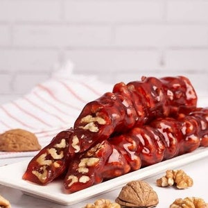 Turkish Walnut Churchkhela, Organic Grape Fruit Pulp with Walnut ,Dried Fruit Pulp, Turkish Pestil ,Natural Snacks, Turkish Delight
