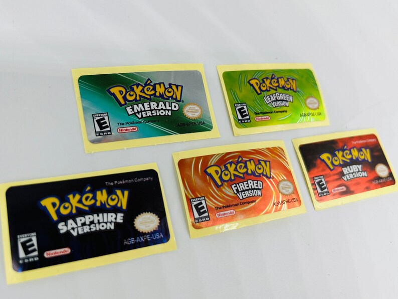 Pokemon GBA Game Boy Advance Label Replacement Shiny Foil Sticker for ...
