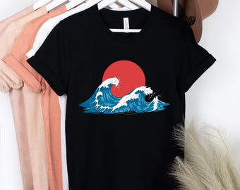 Japanese Wave T-Shirt, Hokusai Art Print Tee
