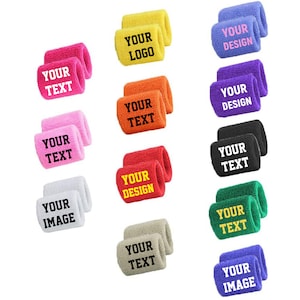 May include: Set of 12 colorful wristbands with different text options, including "Your Text", "Your Design", "Your Logo", and "Your Image".