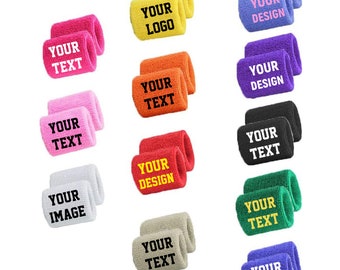 Custom Sweat Wristbands, Your Text, Image, Design and Logo Printed (DTF) Wristbands
