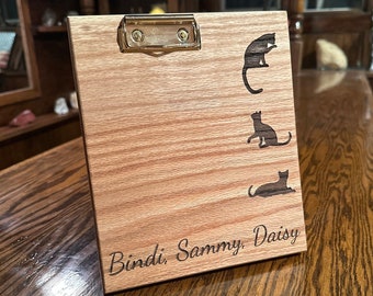 Cat Themed Picture Board: Wood - Oak (Personalized)