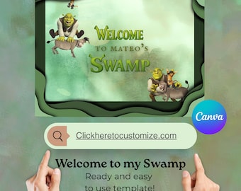 Shrek Theme Party Sign | Welcome to the Swamp Printable (Digital Download)