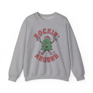 Rockin&#39; Around the Christmas Tree Sweatshirt for Men, Women | Merry Christmas T-Shirt, Drummer Santa, Retro Vintage
