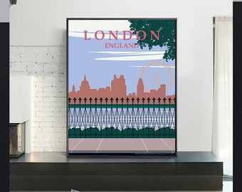 London Vintage-Vintage poster,home office decor,antique illustration,pop art,canvas wall art,art print,giclee print in various sizes