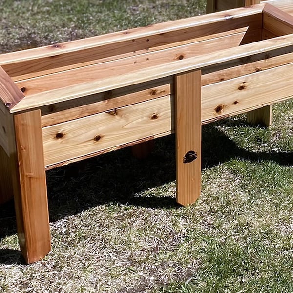 Raised Cedar Garden Planter 40" x 13" x 20" (Top is 41x14) (20 Year All Weather) Tung Shown