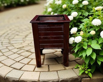 Shou Sugi Ban Cedar Planter Box, Charred Wood Raised Garden Bed, Modern Outdoor Planter Veteran Made