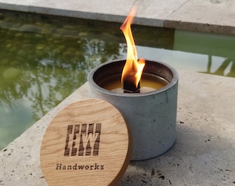 Fuego - Concrete wax eater garden fire garden torch table torch wax outdoor outdoor area torch fire fire bowl oil lamp modern Handworkz