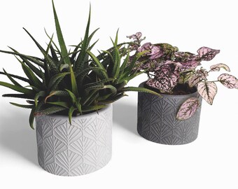 Sodin - Waterproof Concrete Planter Ø=10 cm | Flower Pot | Planter | Grey & Anthracite | Handworkz