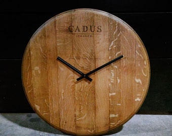 Viini Kello - wall clock D = 55 cm red wine barrel lid oak wood wooden barrel vintage rustic house apartment handworkz picture wall decoration wooden clockwork